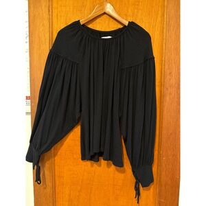 Free People FP Beach Medium black linen blend top boho